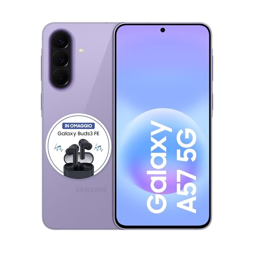 Samsung Galaxy A57 5G, 256GB, 3 anni di Garanzia, Smartphone sottile, Cerchia e Cerca, Gomma Oggetto, Volto Migliore, Tripla Camera, IP68, 5.000 mAh, Awesome Lilac [Versione Italiana]