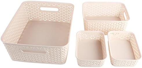 Bel Casa Royal Baskets for Storage - Beige, Set of 4 (Medium, Small and A6 x 2)