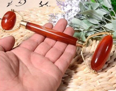 Ovovo Agate Jade Roller Massager for Face，Neck and Eye Skin Face Slimming Tool - Rejuvenates Face and Neck Skin, Face Slimmer