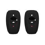 Fontic Set of 2 Black Rubber Silicone Smart Key Fob Remote Cover Case Holder Protectors for 2016 2017 Subaru Forester Sti 2017 Outback 2015 2016 XV Crosstrek Impreza 2014-2017 BRZ 2016 WRX