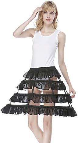 DreamCos Short Hoop Skirt Pannier Triangular Crinoline Black,Medium,Black