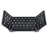 Foldable Bluetooth Keyboard ESYNIC Pocket Size Tri-folding Wireless Keyboard Ultra Slime Folding Keyboard Rechargeable Lithium Battery Aluminum Alloy Housing for IOS/Android/Windows