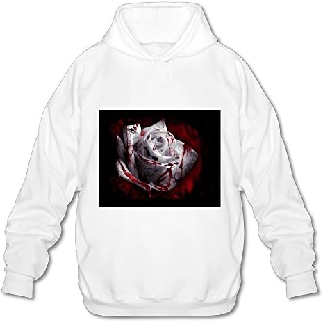 Mingwu Fashion Blood Rose White Men's Sweatshirts