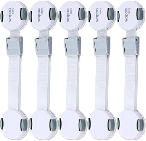The Ultimate Child Safety Lock Set (6 Pack + 12 Pads) | Child Proof Cabinets, Cupboards, Drawers, Appliances, Toilet Seat, Fridge and Oven with Adjustable Fabric Straps That can be Used Twice (Gray)