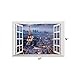 BooDecal Eiffel Tower in Paris Romantic Scenery 3D Fake Window Decorative Decals Interior Room Wall Stickers for Bedroom Living Room Playroom Decals 24 inches x 16 inches