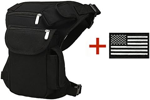 Yanglovele Mens Canvas Tactical Motorcycle Riding Hip Fanny Pack Waist Thigh Drop Leg Bag (Black)
