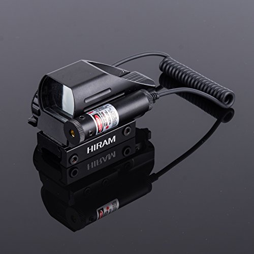 Hiram 1x22x33 Holographic Reflex Scope Sight with 4 Reticles Red and Green Dot with Red Laser - Thumbnail 7
