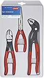 Knipex Tools 00 20 08 US2 Long Nose, Diagonal Cutter, and Cobra Pliers 3-Piece Tool Set
