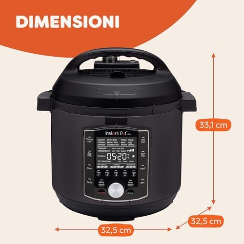 Pro Pentola a Pressione Elettrica 10 in 1, 1200 W, 5,7 L – Slow Cooker, Cuociriso, Vaporiera, Rosolatura, Sterilizzatore, Yogurtiera, Sous Vide – Acciaio Inox Nero