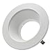 TORCHSTAR 4 Inch Recessed Can Light Trim with White Metal Step Baffle, for 4 Inch Recessed Can, Fit Halo/Juno Remodel Recessed Housing, Line Voltage Available, Pack of 12