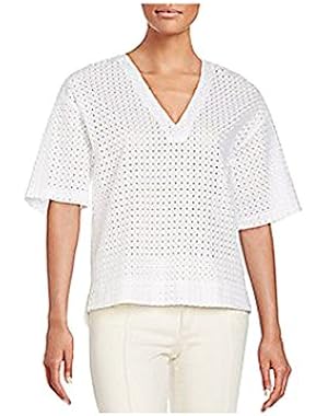 THEORY Nolani Eyelet Cotton Top