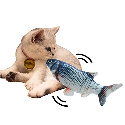 Samoii Simulated Animal Electronic Fish Set Realistic Fish Model Playset Lifelike Fake Fish Cat Wagging Playing Toy Kids Plush Toy Kitchen Decoration Photography Props (A)