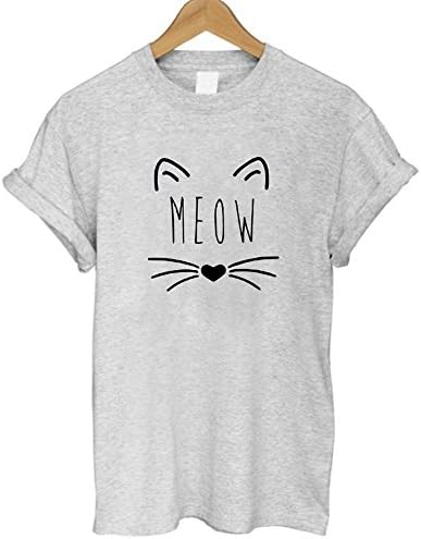 GARQEN Summer Harajuku Animal 3D DJ Cat Print Shirt O-Neck Short Sleeve T Shirt Women Tops Best T-Shirt GREY5 M