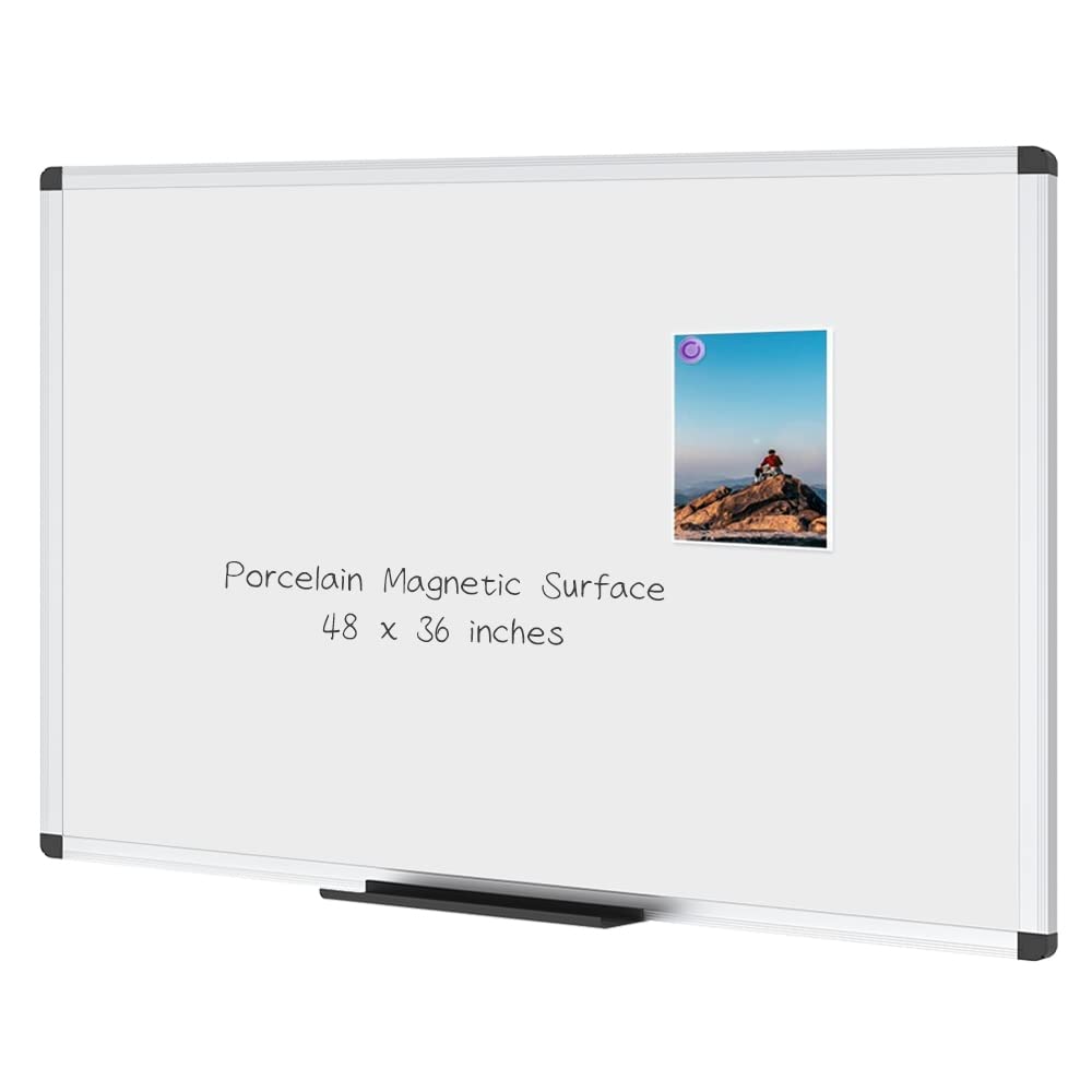 Photo 1 of *** MAJOR DAMAGE***VIZ-PRO Porcelain Magnetic Dry-erase Whiteboard, 48 X 36 Inches, Silver Aluminiuim Frame