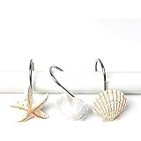 Aystuff 12PCS Decorative Seashell Seastars Shower Curtain Hooks for Bathroom, Baby Room, Bedroom, Living Room Decor
