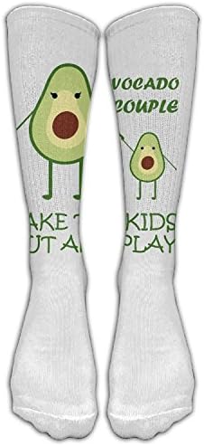 HUANLESONG Cute Lovely Funny Couple Avocado White Women Graduated Compression Knee High Socks Fun Cool Casual Dress Socks for Men&amp;Women