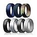 Egnaro Silicone Rings for Men with Half Sizes Inner Arc Ergonomic Breathable Design 7 Rings / 4 Rings / 1 Ring - Rubber Wedding Bands 8mm Wide 2.5mm Thick