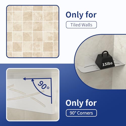 Bernkot Shower Corner Shelf with 3mm Thickness Shower Shelf No Drilling Corner Shower Shelf Shower Corner Shelf SUS304 Stainless Steel Bathroom Organizer Holder
