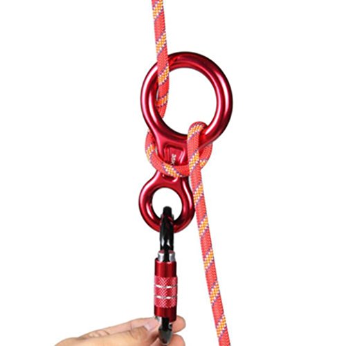 jiayit Figure 8 Descender Rock Climbing Rope Rescue Rappelling Safety 35KN Aluminum Climbing Caving Exploring Rappelling Aerial Work Rescue Engineering Protection (Silver)