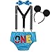IBTOM CASTLE Baby Boys 1st Birthday Outfit Cartoon Bodysuit One Piece Gentleman Bottoms Suspender Straps with Bow-tie #21 Blue One 12-18 Months
