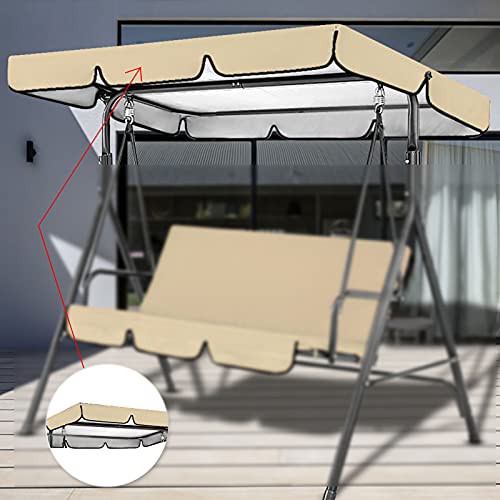 FUFRE Ersatzdach für Hollywoodschaukel 3 Sitzer Wasserdicht Ersatz Bezug, Schattierung der Sonnendach Gartenschaukel… – Bild 3