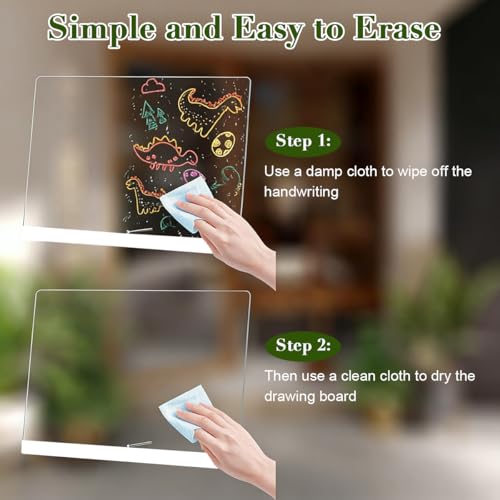 DIY LED Note Board, Acrylic Dry Erase Glowing Board with Adjustable Stand & 12 Colourful Markers Light Up Memo Message Boards Night Light Doodle Luminous Drawing Boards for Home Office Gift Festival
