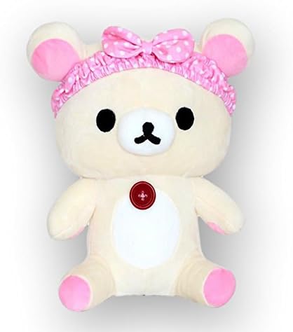 Korilakkuma Japanese Teddy Bear in Pink Headband Cute Gift Plush 10"