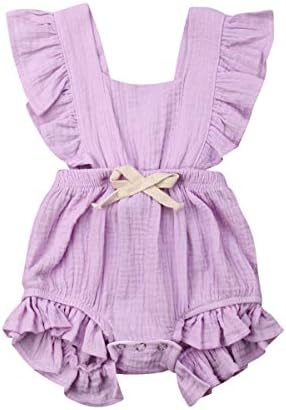 Newborn Baby Girl Romper Bodysuits Cotton Flutter Sleeve One-piece Romper Outfits Clothes
