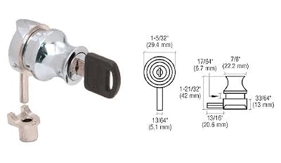 CRL Chrome Plated Cylinder Lock for 1/4" Glass Doors - Keyed Alike