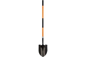 FORCOLID Shovel for Digging, Heavy Duty 57 inch Straight Handled Round Shovel with Non-Slip Tail Cover, Lawn and Yard Tools, Fiberglass Handle(Orange)