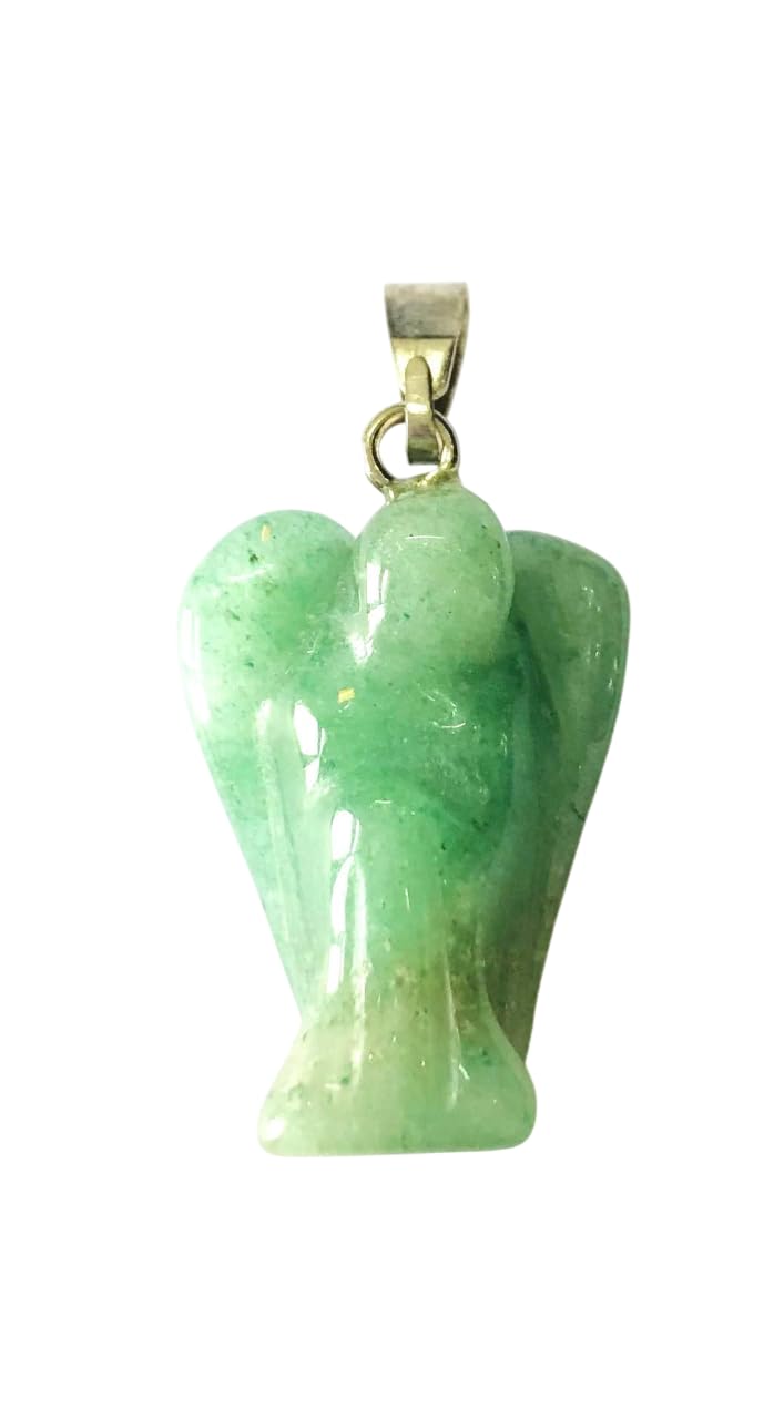 crystalmiracle Green Aventurine Quartz Gemstone 1 INCH Guardian Angel Pendant Crystal Healing Gift Fashion Wellness Chakra Energy Handcrafted Accessory