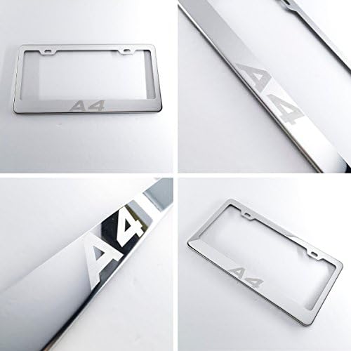 One Polish Chrome Laser Engraved a4 Stainless Steel USA License Plate Frame 12.25" x 6.5" Audi