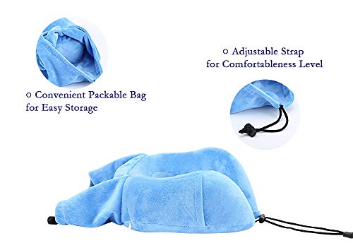 Mastery Mart Travel Pillow, Memory Foam Neck Pillow for Airplane Car, Head Neck and Chin Support with Portable Washable Case (Sky Blue)