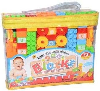 Vasundhara Mart Kids Building Bricks and Blocks 73 pcs in a Cute Bag (Multi Color)