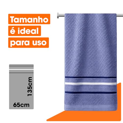 Toalha Banho Gigante Algodão Luxo Macia Alta Absorção Felpuda Premium Fio Penteado Hotel Spa Cor Azul