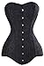 Kiwi-Rata Women's Faux leather Overbust buckle Corset G-string XXXX-Large,Black