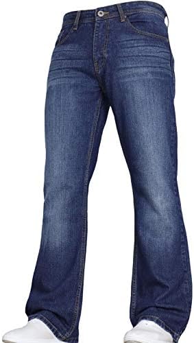 Men's Wide Leg Bootcut Flared Bell Bottom Blue Heavy Denim Jeans in All Waist and Sizes by JEANBASE