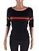 Akmipoem Women's Casual Ribbed Ribbon Stripe Patchwork Half Sleeve T-Shirt Tops Black XXL