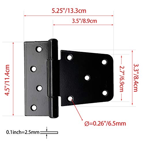 3.5inch Shed Hinges Door Hinges Square Barn Hinges Heavy Duty Gate Hinges, Black (6 Pack, Screws Included) - Image 3