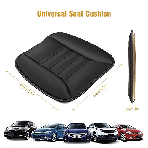 Tsumbay Car Seat Cushion 2pc Car Interior Seat Cover Cushion Pad Mat for Car Driver Seat Office Chair Home Black Seat Covers Use Pain Relief Memory Foam Comfort Seat Protector with Non Slip Bottom - Thumbnail 4