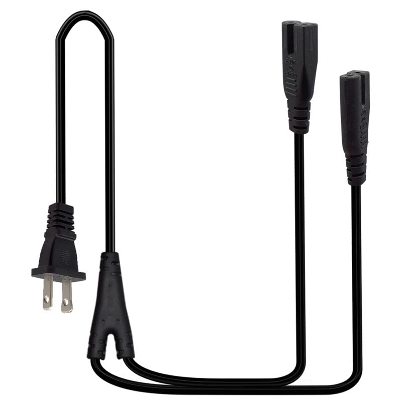Photo 1 of Strhowill (6FT/1.8M) Polarized 2 Prong 18AWG NEMA 1-15P to Dual IEC320 C7 Splitter Cable,US 2 Outlet Male to Double Figure 8 Female 1 in 2 Out AC Power Cord (Straight)