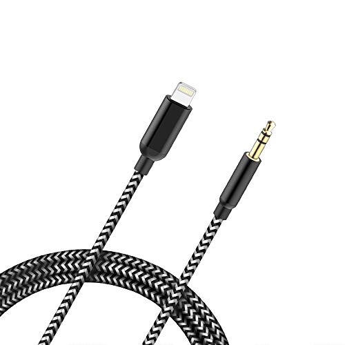 Micarsky AUX Cord Compatible for iPhone XS/XR/X/8/8Plus/7/7Plus, 3.5mm AUX Male Audio Adapter for Car Stereo or Headphone, Support iOS 12.1 and Later (Black-Grey)