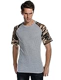 Coofandy Mens Summer Casual Short Sleeve Baseball T Shirt Camouflage Raglan Jersey Shirts