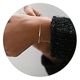 Handmade Dainty Gold Bar Bracelet for Women 14K Gold Filled