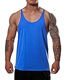 MANSTORE Men's Blsnk Stringer Y Back Cotton Sport Tank Top P729 Dark blue L