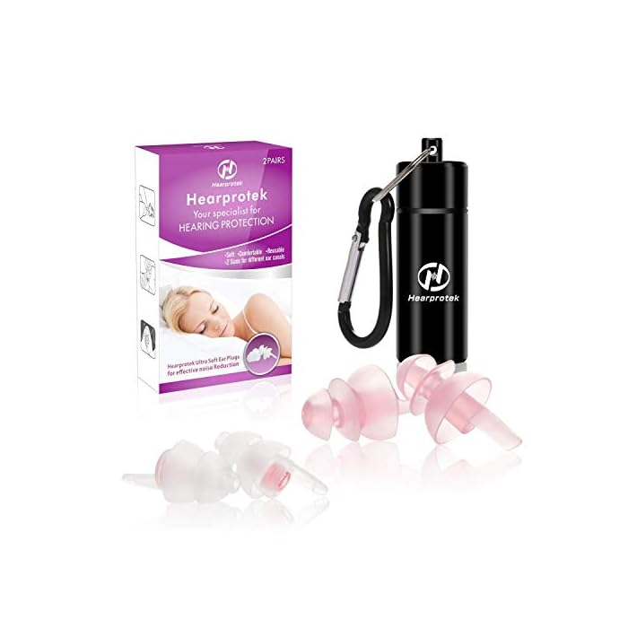 Sleeping Ear Plugs, Hearprotek 2 Pairs Ear Plugs (32db & 30db) Ultra Soft Noise Reduction and Hearing Protection…