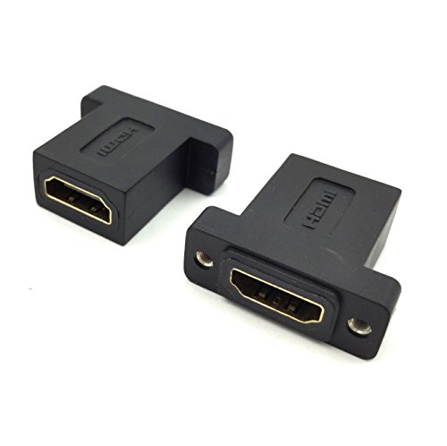Poyiccot (2-Pack) Golden Plated HDMI Female to Female Inline Straight Coupler with Screw Panel, HDMI Coupler Adapter Connector Black