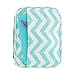 Good Ruby Premium Canvas Bible Cover with Carrying Handle, Book Protector with Pockets Colorful Compact Chevron Bible Case with Zipper and Pen Holder for Women, Teens, Girls (Aqua Chevron)