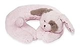 Bearington Baby Wiggles Kids Plush Pink Puppy Dog Travel Neck Pillow