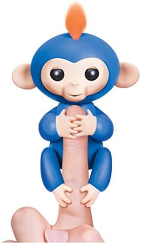 Happy Monkeys Baby Fingerling Interactive Electronic Pet Christmas Gift for Boys and Girls (Blue)